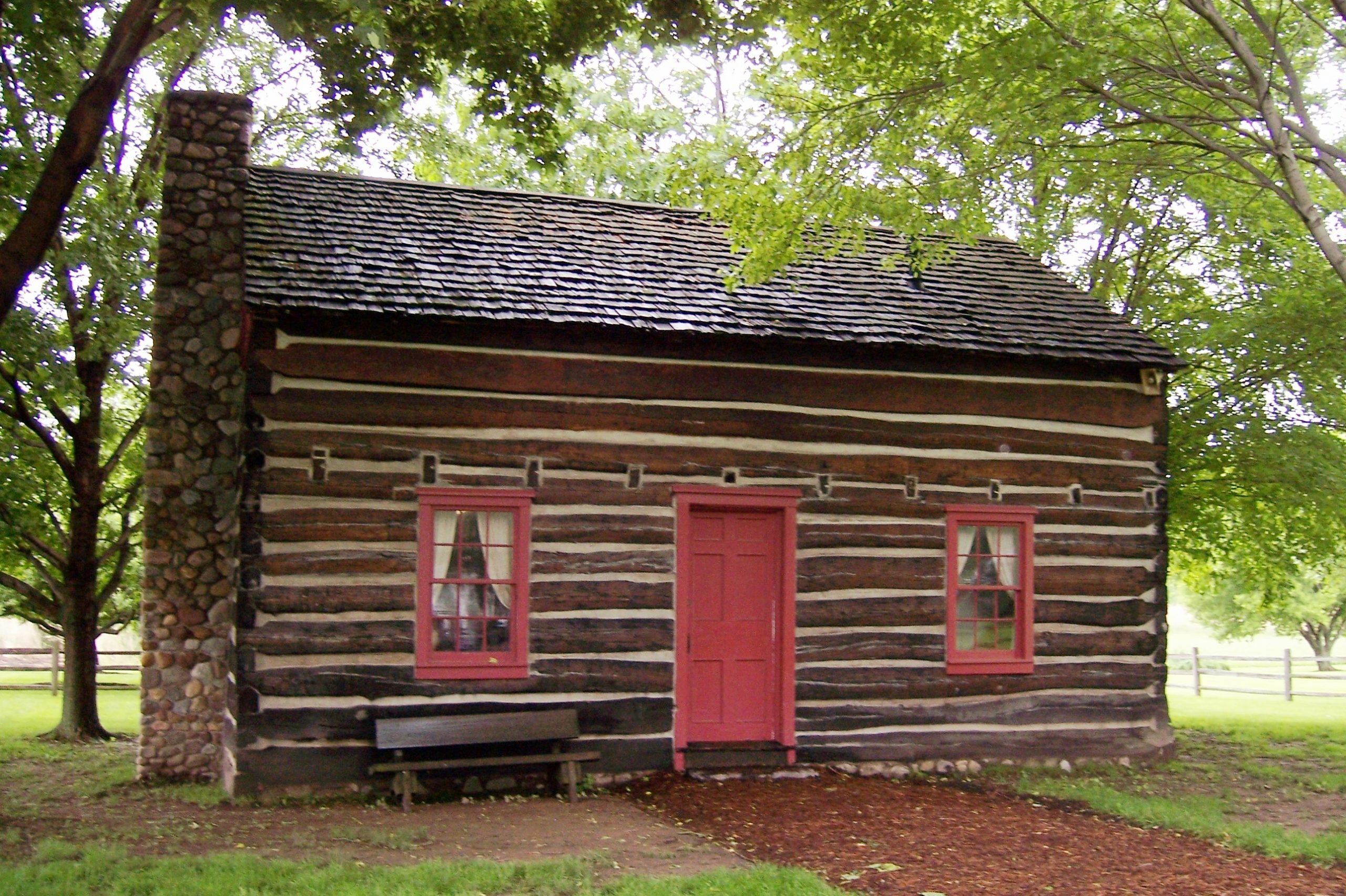 Reconstructed Peter Whitmer log home, Fayette, New York